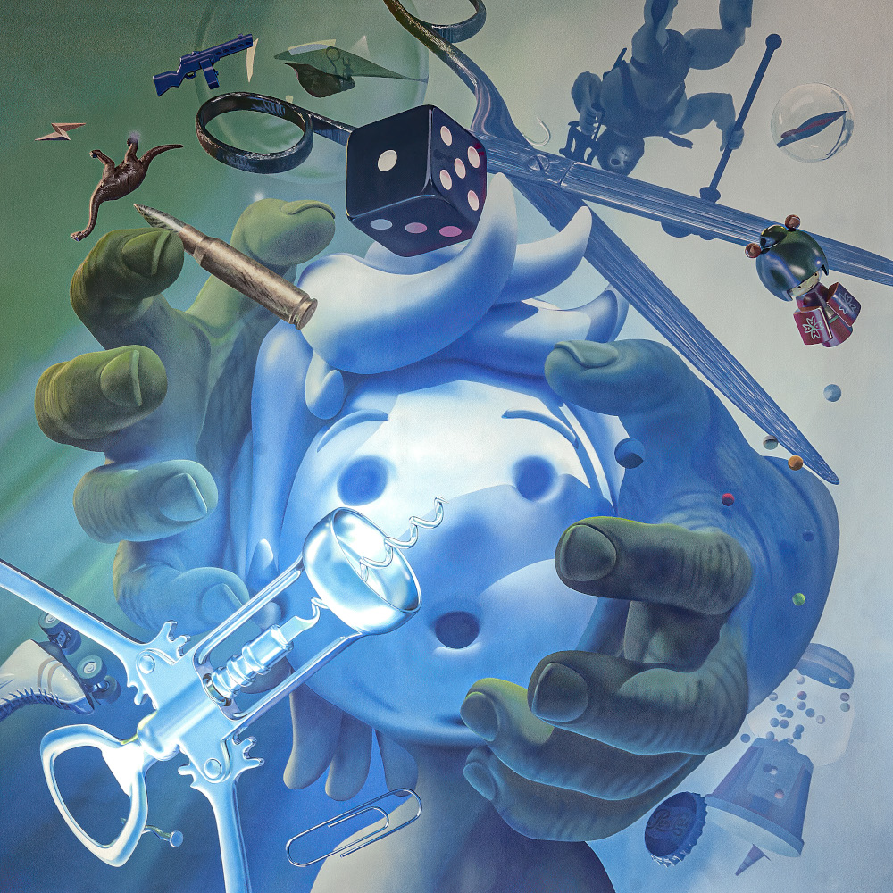 Giovanni Motta : I Beckoned Hulk to Shield My Night - 150x150 cm - Acrylic on Canvas, 2013 