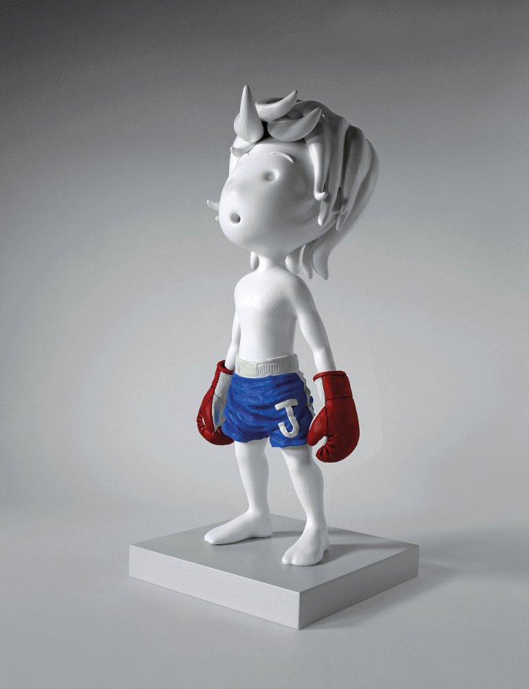 Giovanni Motta : Joe - H 60, W 21, D 23 cm - Stratified nylon, acrylic, clay, wood, 2020