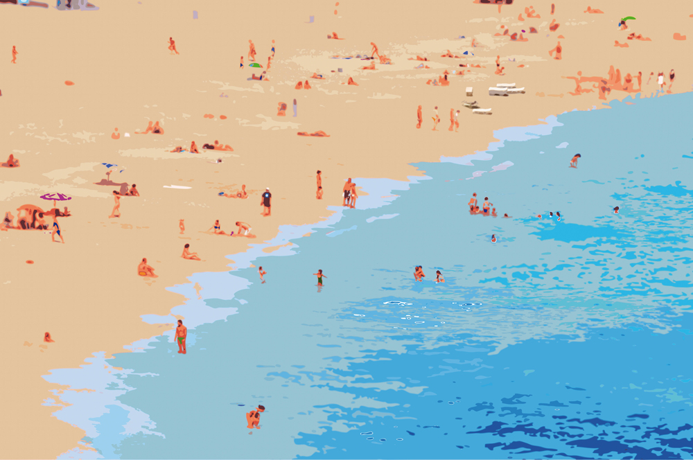 Soft Beach - Serigrafia su carta con colori acrilici / Acrylics and screen printing on canvas - 120 x 80 cm, 2010