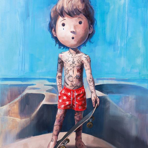 Giovanni Motta : Looking Over the River from the Bridge - Front - 120x90 - Acrylic on Canvas, 2019