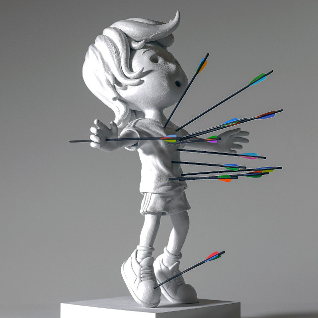 Giovanni Motta : Never forget - H 38 cm - Stratified nylon, acrylic, wood, 2020