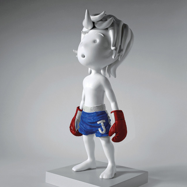 Giovanni Motta : Joe - H 60, W 21, D 23 cm - Stratified nylon, acrylic, clay, wood, 2020