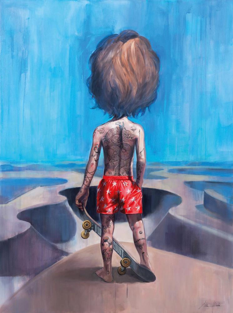 Giovanni Motta : Looking Over the River from the Bridge - Back - 120x90 - Acrylic on Canvas, 2019