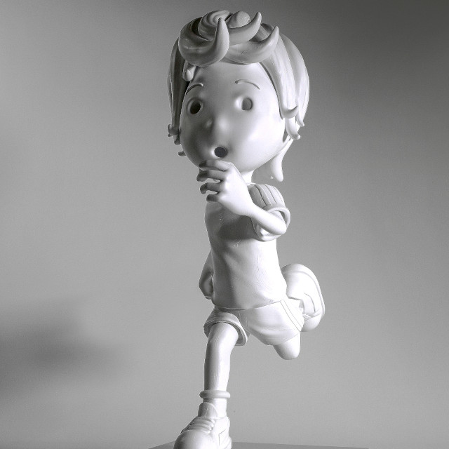 Giovanni Motta : Run - H 60 cm - Stratified resin, hand-painted in acrylic, wooden base, 2020